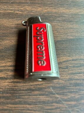 Supreme Red and Silver Metal Logo Case